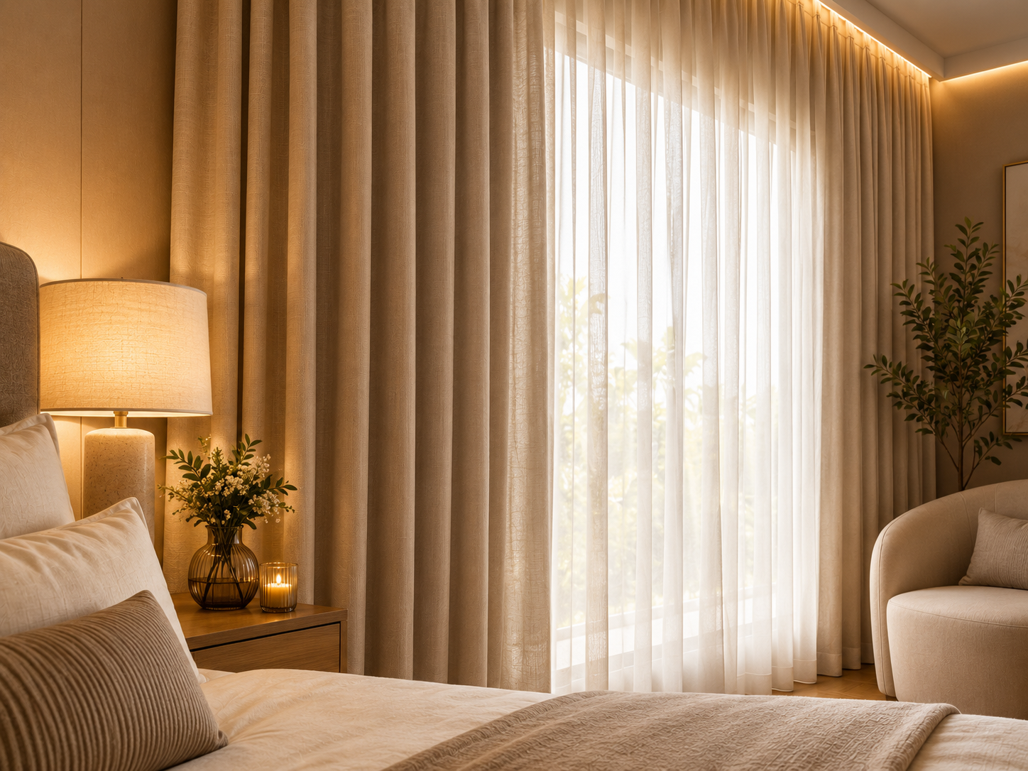 Cortina para quarto com acabamento elegante